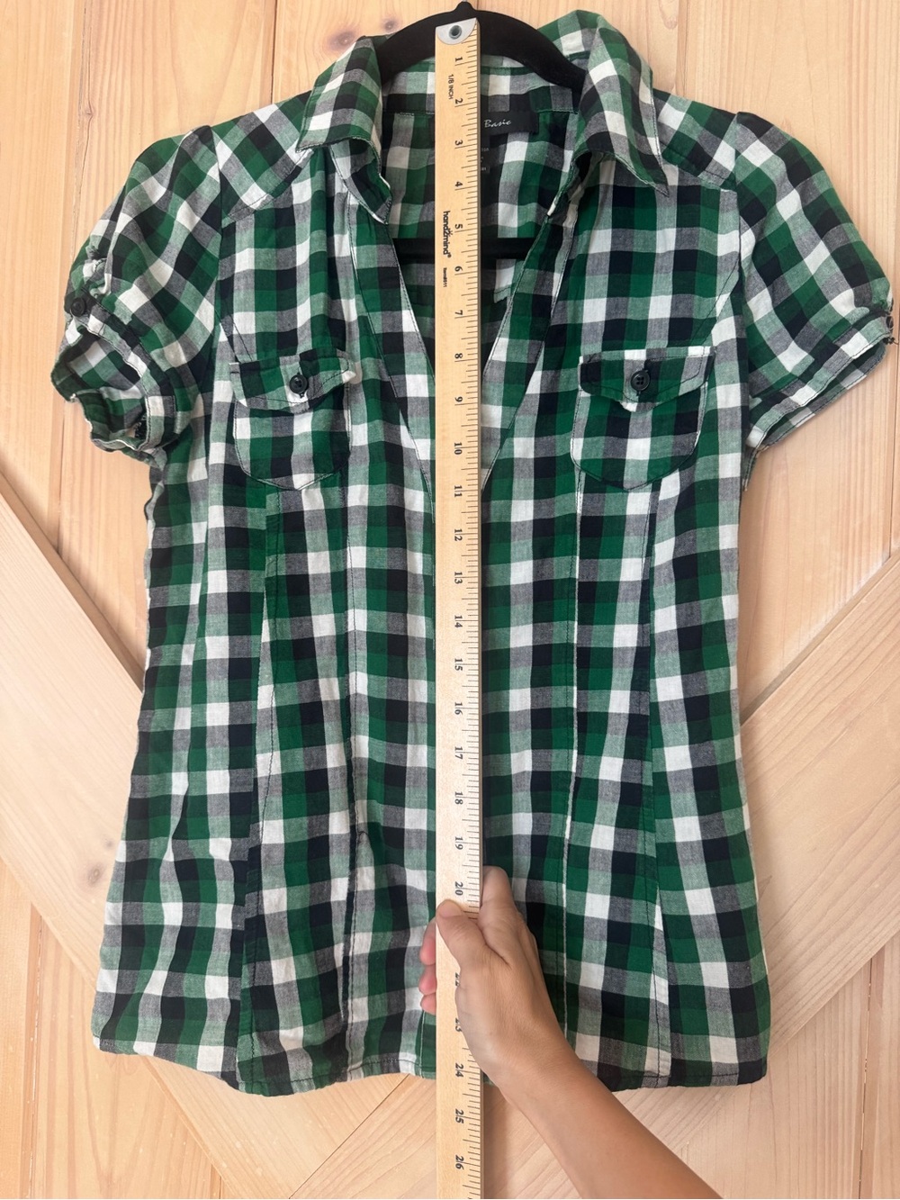 Active Basic Green and Black Plaid Cotton Button Shirt